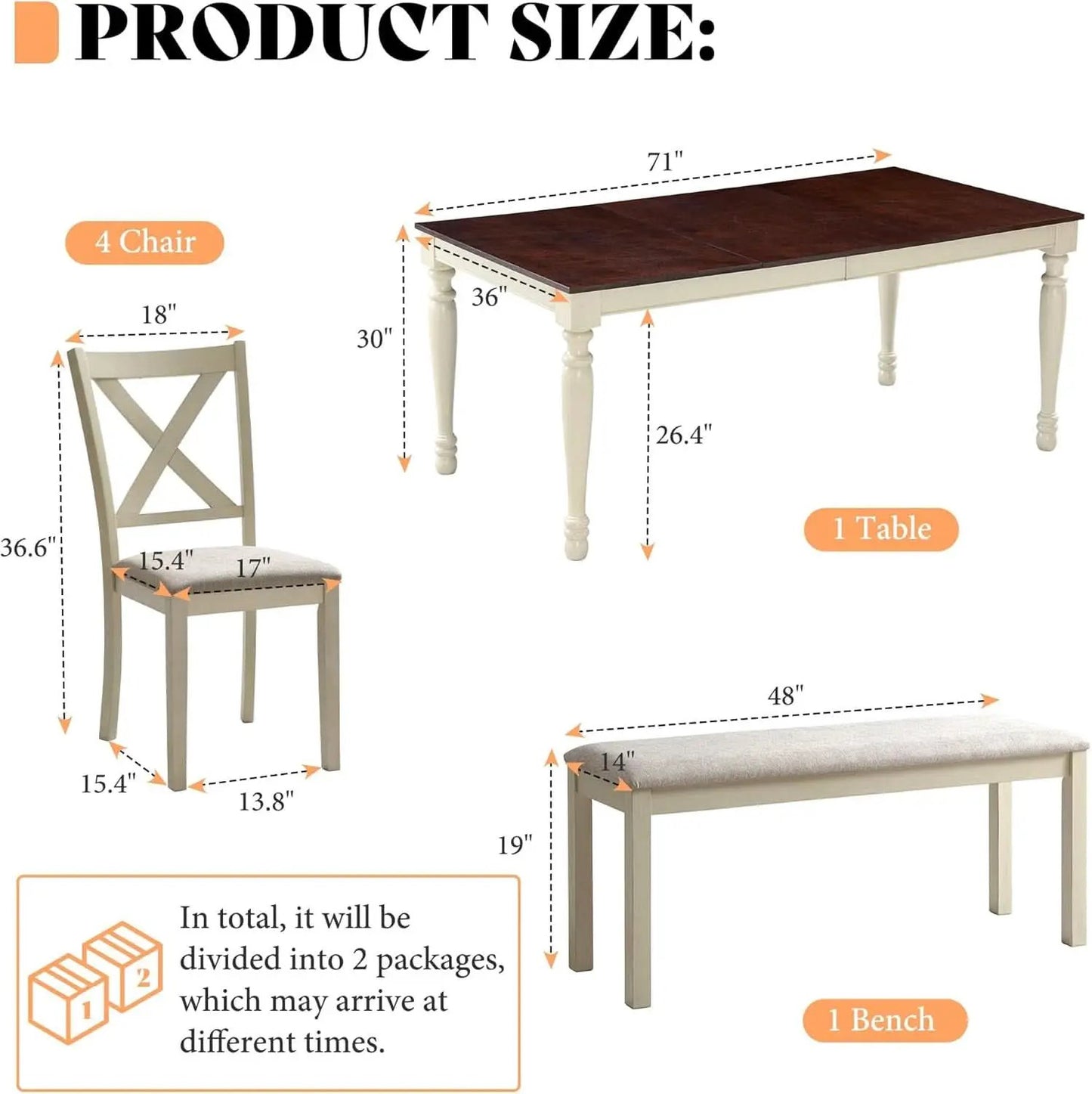 71 Inch Premium Solid Wood Dining Table Walnut Finish from PriceLows™