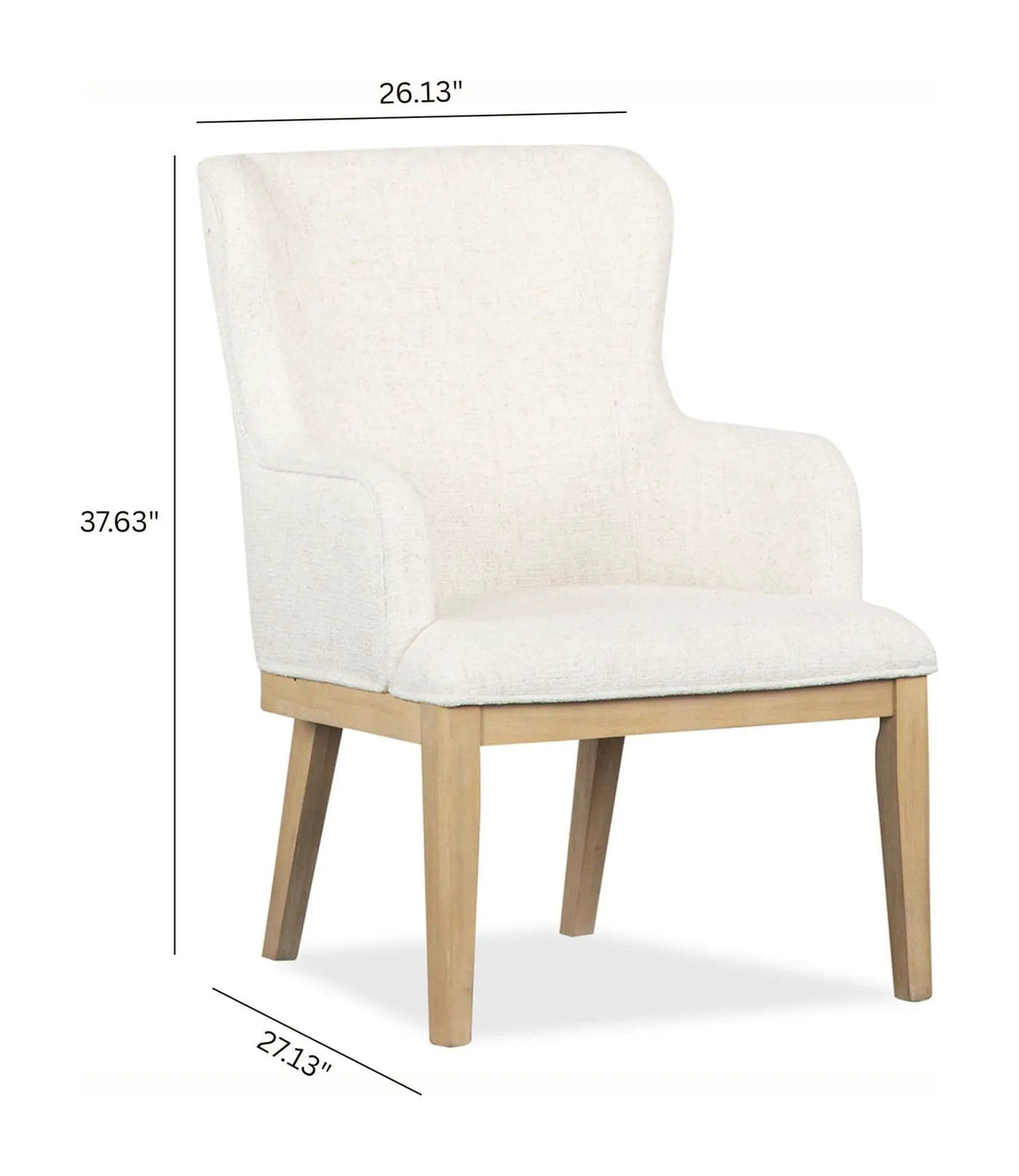 Somerset Dining Arm Chair With Upholstered Seat & Back (Set of 2) | 27.13 x 26.13 x 37.63 in | Oak Veneer & Fabric | Butternut and Omari Natural