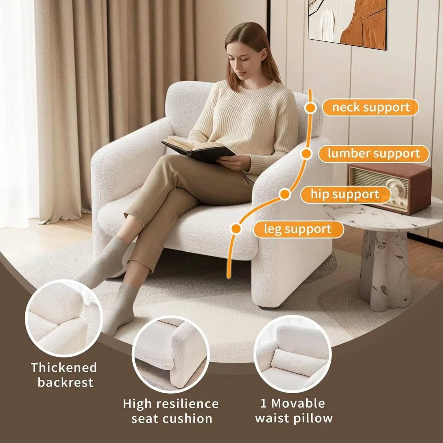 33Inch Sherpa Upholstered Accent Chair With Armrests from PriceLows™