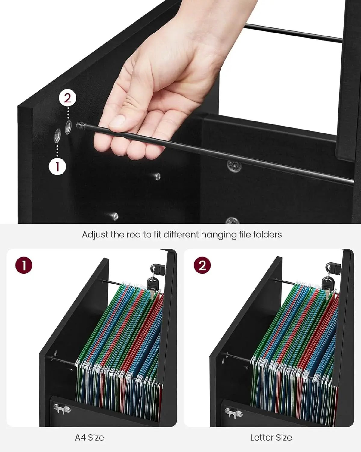 Two Drawer File Cabinet For Home Office A4 Size Black Honey Finish Space Saving Design from PriceLows™