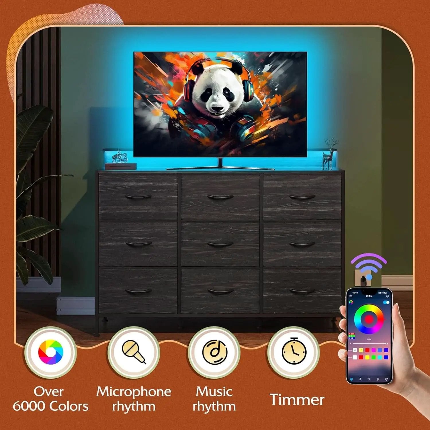 Dresser TV Stand 55 Inch With LED Lighting And Charging from PriceLows™