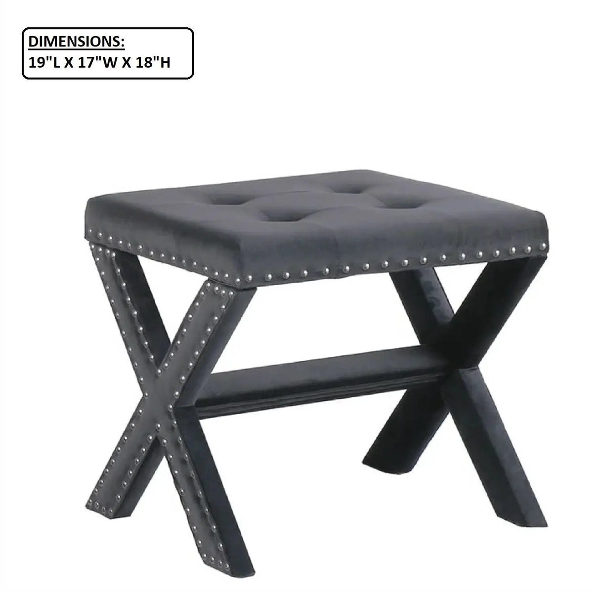 Upholstered Accent Bench | Nailhead Trim | Tufted Seat Cushion