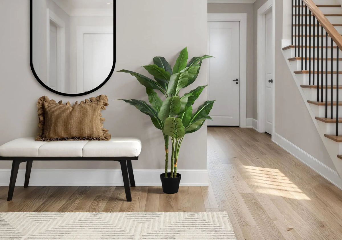 42 Inch Artificial Evergreen Tree | 22 Real Touch Leaves | Indoor Faux Floor Plant | Potted