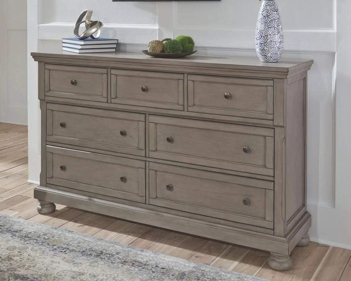 Lettner Modern Traditional 7 Drawer Dresser In Light Gray from PriceLows™