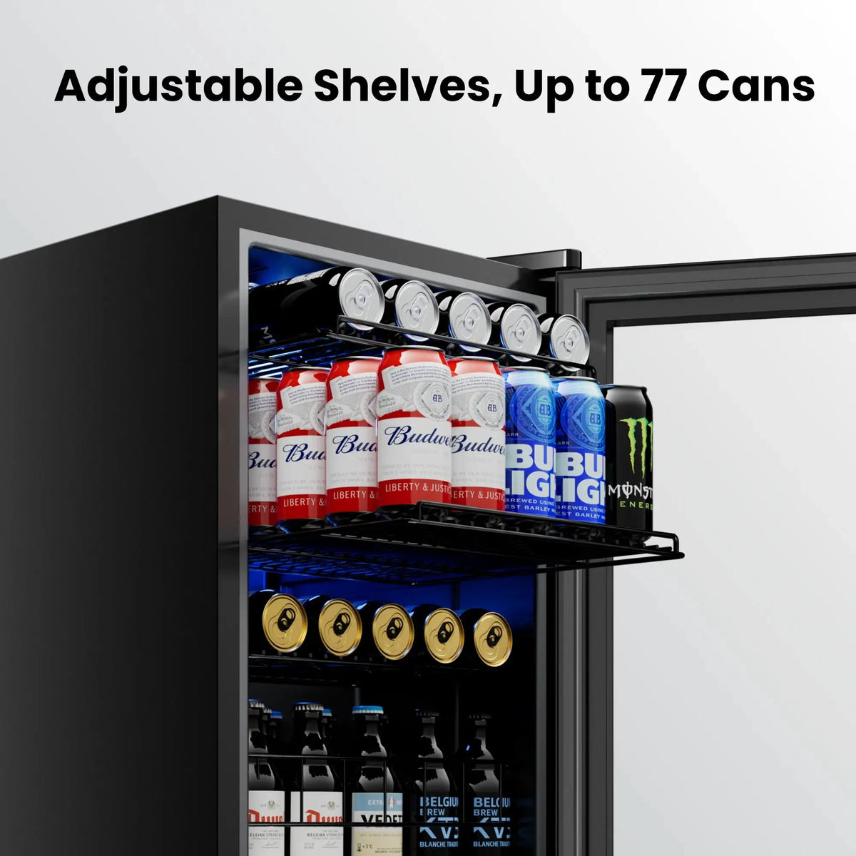 Beverage Refrigerator Cooler-77Cans Freestanding Mini Fridge Cooler with Glass Door for Home Office from PriceLows™