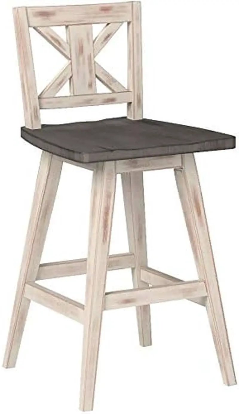 Amsonia Counter Height Swivel Barstool Set 2 White from PriceLows™