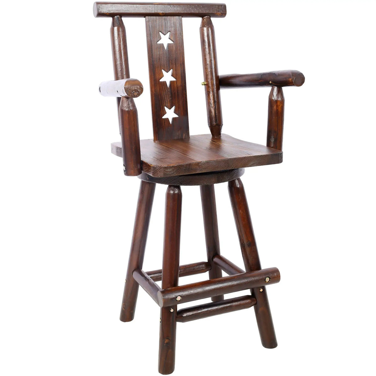 Bistro Chair | 360 Degree Swivel | Fir Wood Construction | Brown