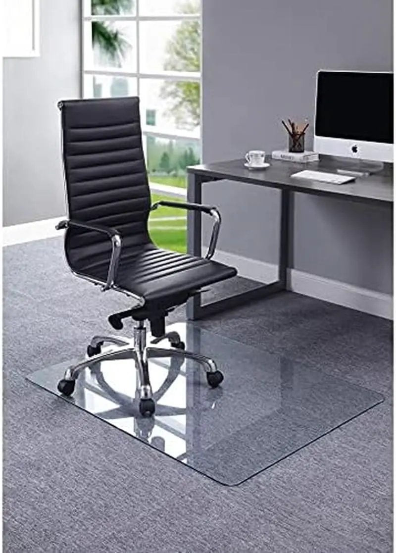 46 Inch Tempered Glass Office Chair Mat Protects Floors from PriceLows™