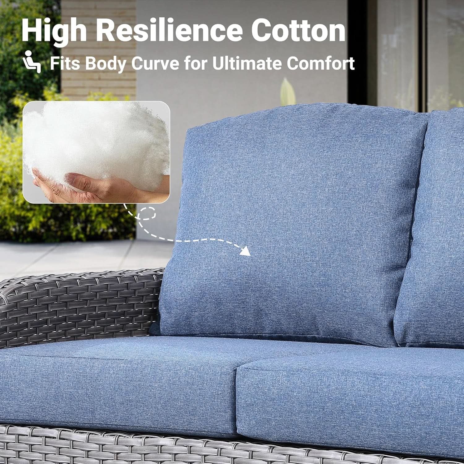 Denim Blue 4 Piece Outdoor Patio Furniture Set Cushions from PriceLows™