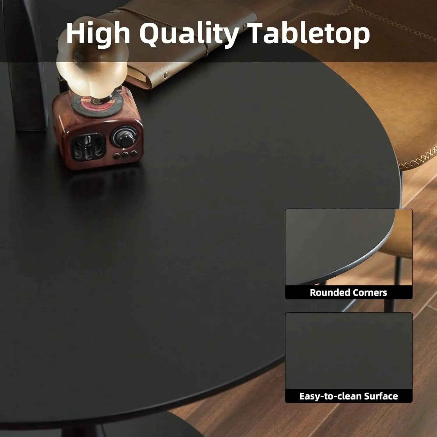 31.5 Inch Round Tulip Dining Table With Black Pedestal Base from PriceLows™