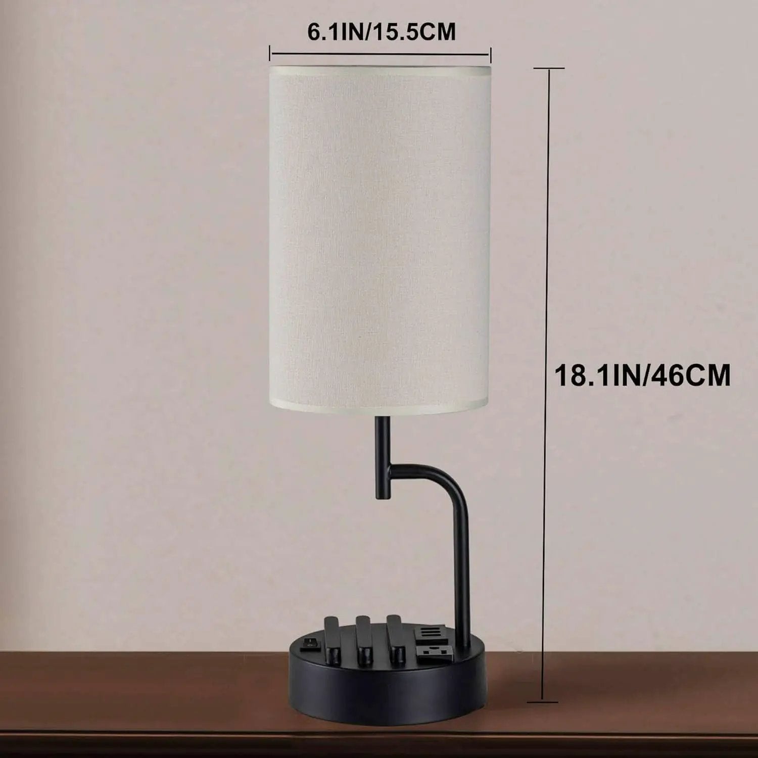 Table Lamp With 3 USB Ports And AC Outlet For Bedroom from PriceLows™