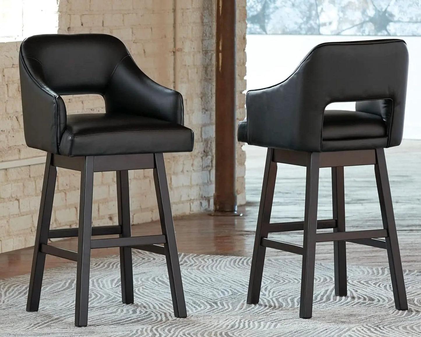 Modern Upholstered Swivel Barstool Set with Footrest from PriceLows™