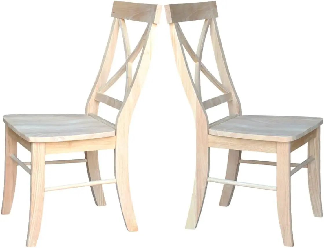 X Back Dining Chairs Set Of 2 In Unfinished Parawood from PriceLows™