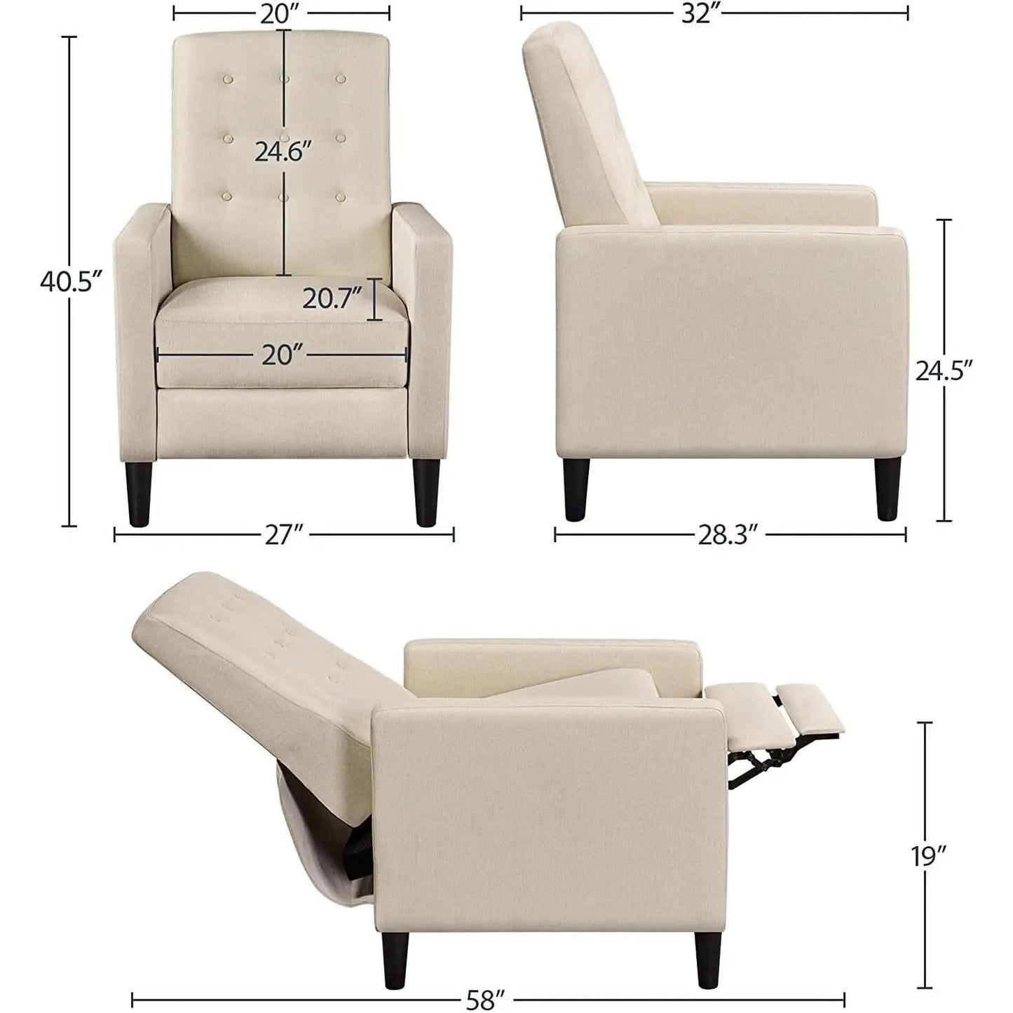 Fabric Recliner Chair Mid Century Modern With Durable Polyester Upholstery from PriceLows™