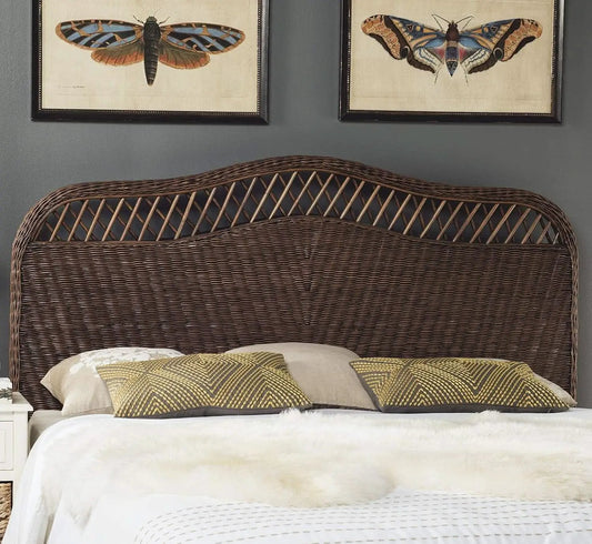 Intricately Woven Brown Rattan Queen Size Headboard from PriceLows™
