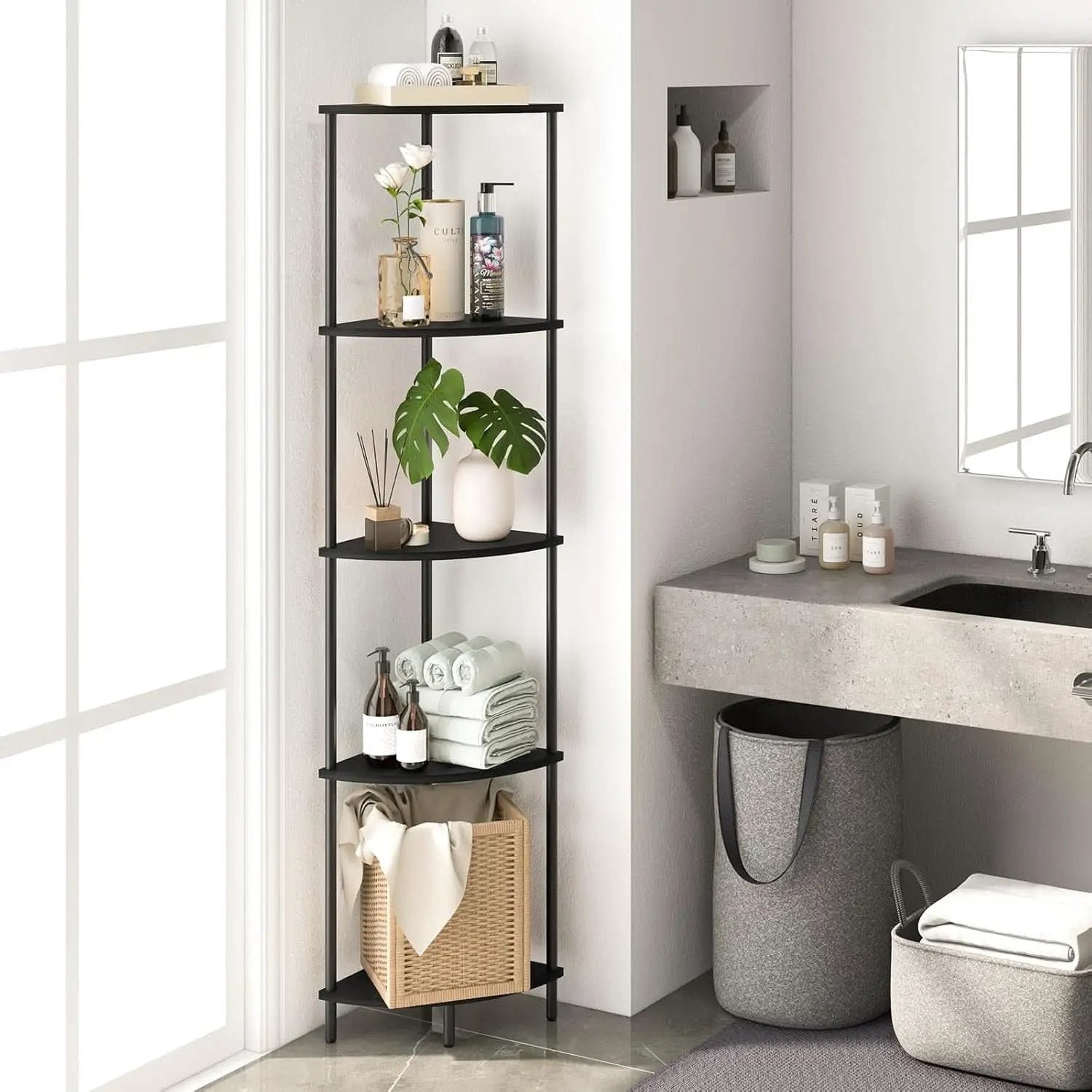 65 Inch Corner Shelf Stand 5 Tier Bookshelf For Home from PriceLows™