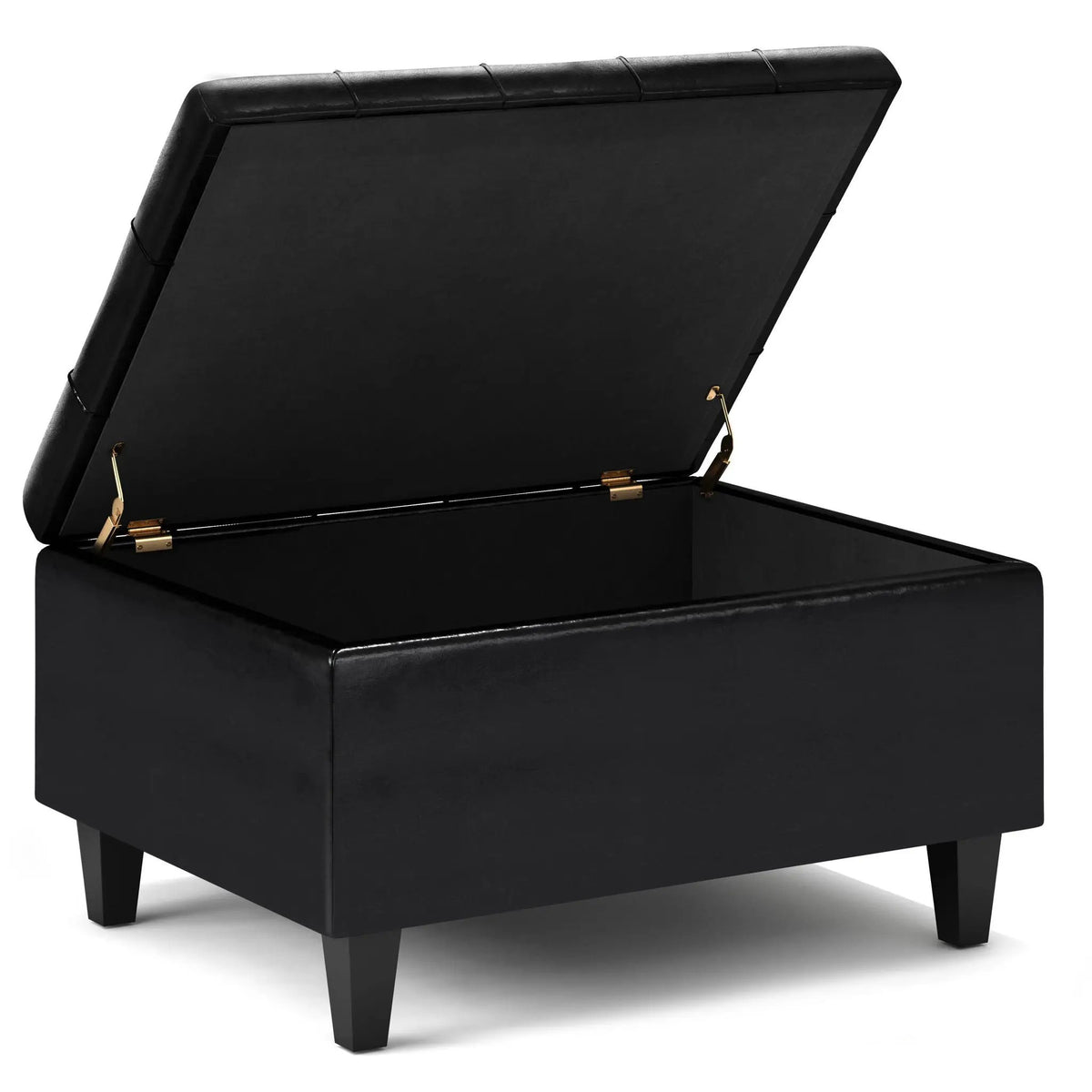 Coffee Table Storage Ottoman | Lift Top Hinge | Solid Wood Base | Large Square