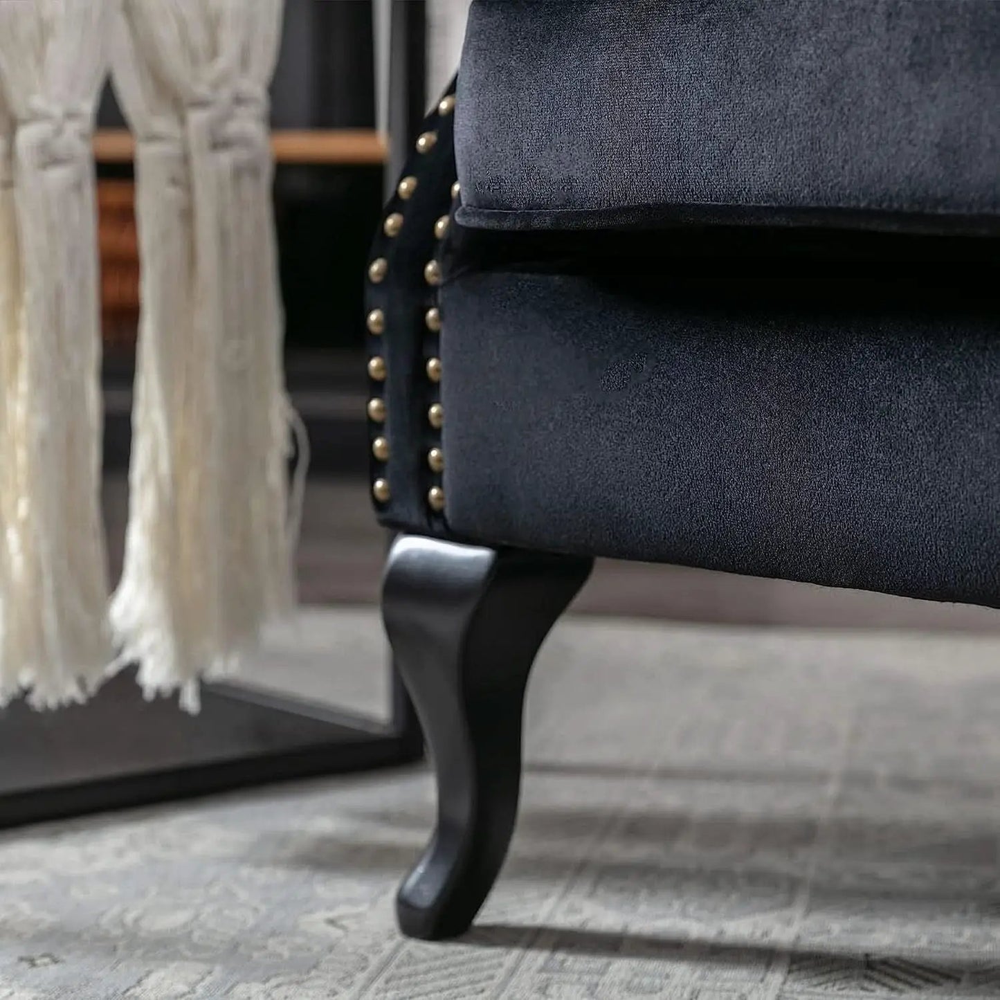 Black Velvet Wingback Chairs With Pillows Set Of 2 from PriceLows™