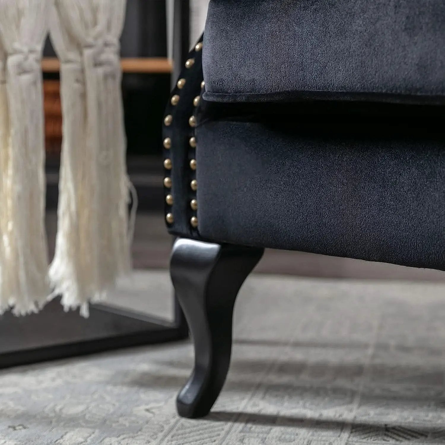 Black Velvet Wingback Chairs With Pillows Set Of 2 from PriceLows™