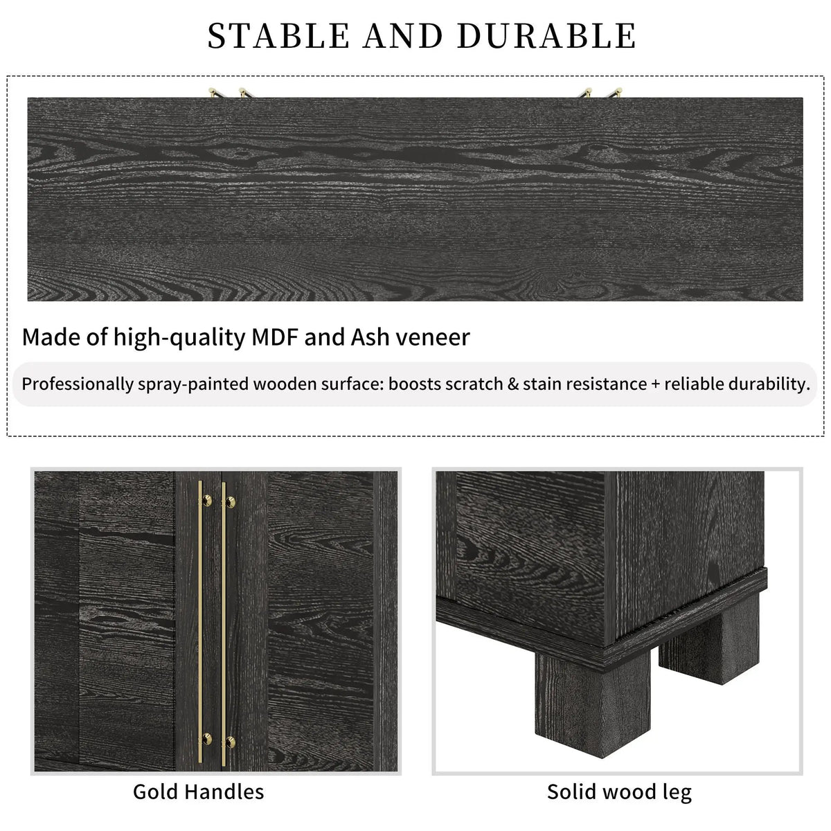 Sideboard | 3 Adjustable Shelves | Wood Grain Finish