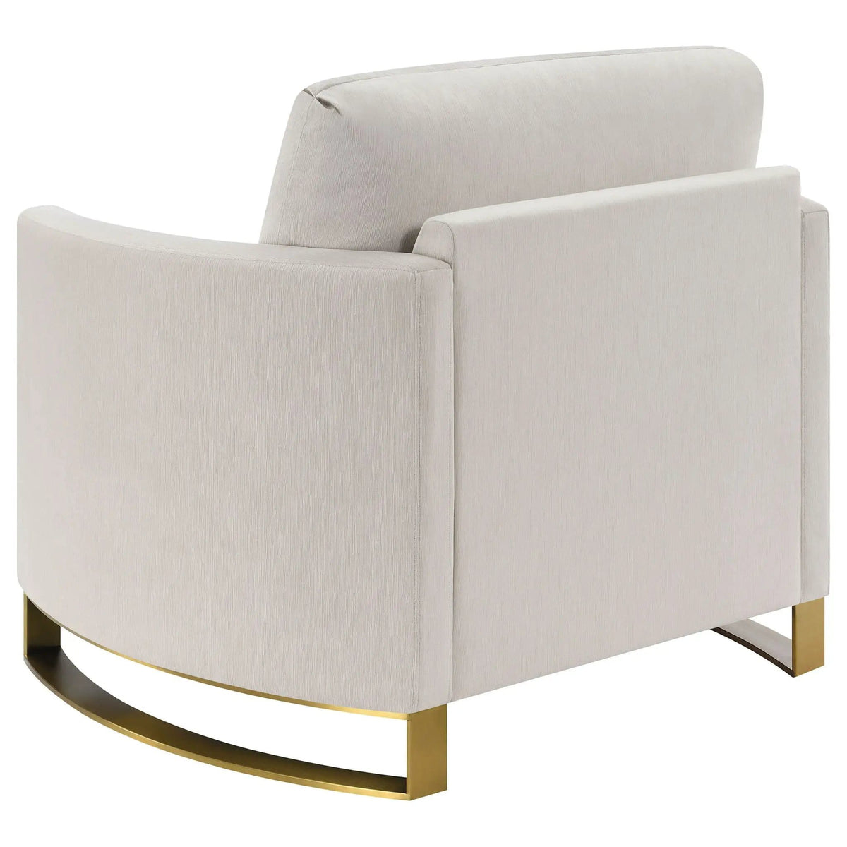 Corliss Upholstered Curved Track Arm Chair | 38.5 x 36.5 x 36 in | Velvet & Stainless Steel | Beige