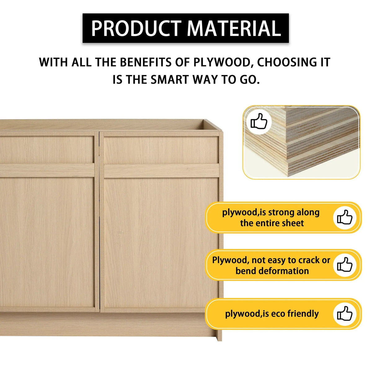 Freestanding Bathroom Vanity With Resin Sink & Soft Close Cabinet Doors | 3 Pieces | Stainless Steel & Plywood | Bathroom