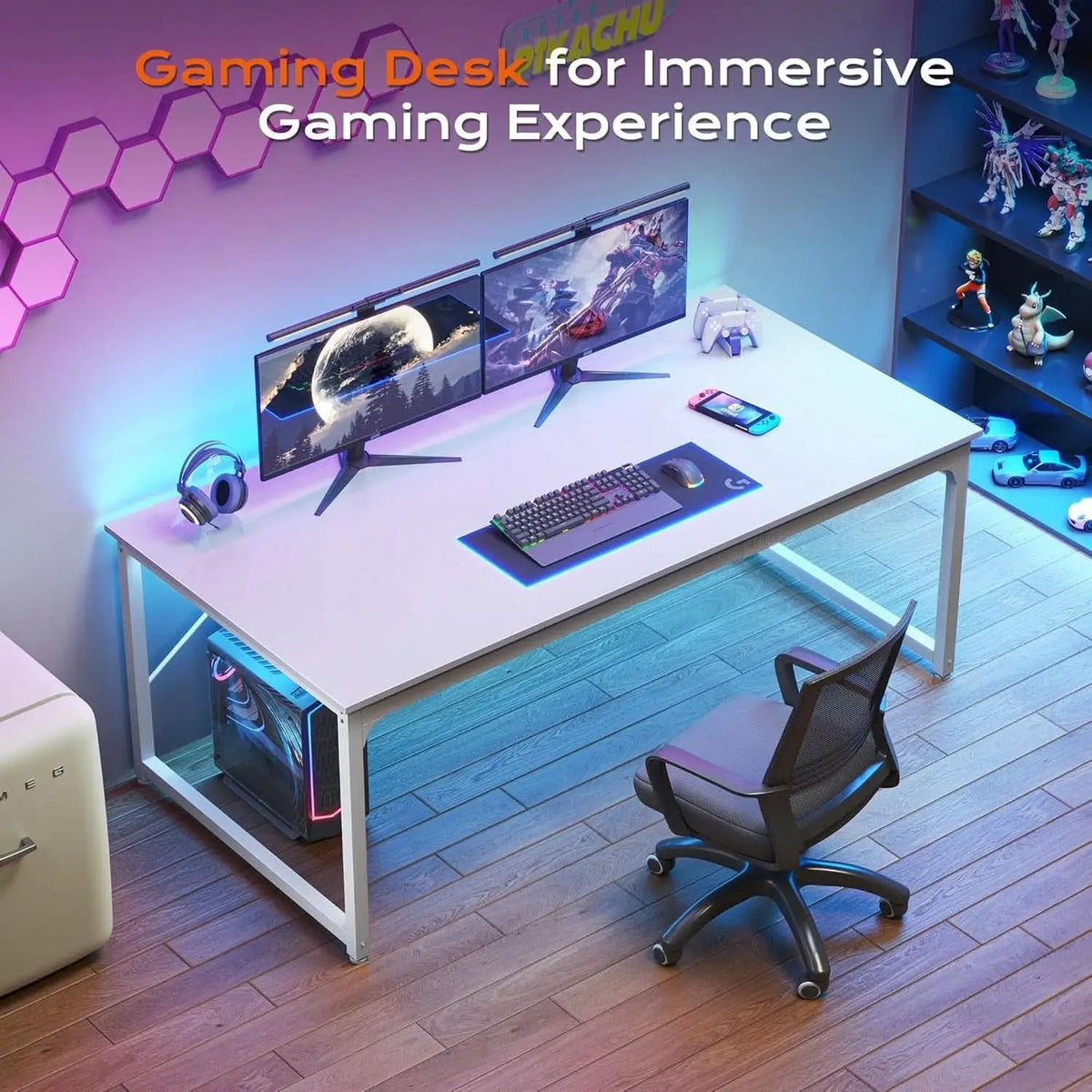 63 Inch White Computer Desk With Deep Desktop Home Office from PriceLows™