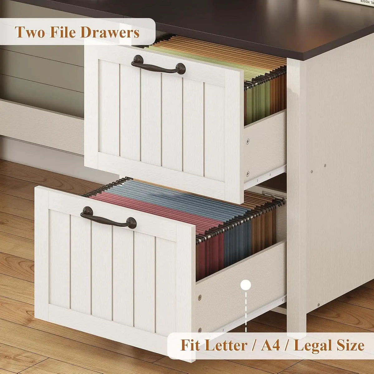 63 Inch Wide White Solid Wood Executive Desk With Drawer from PriceLows™