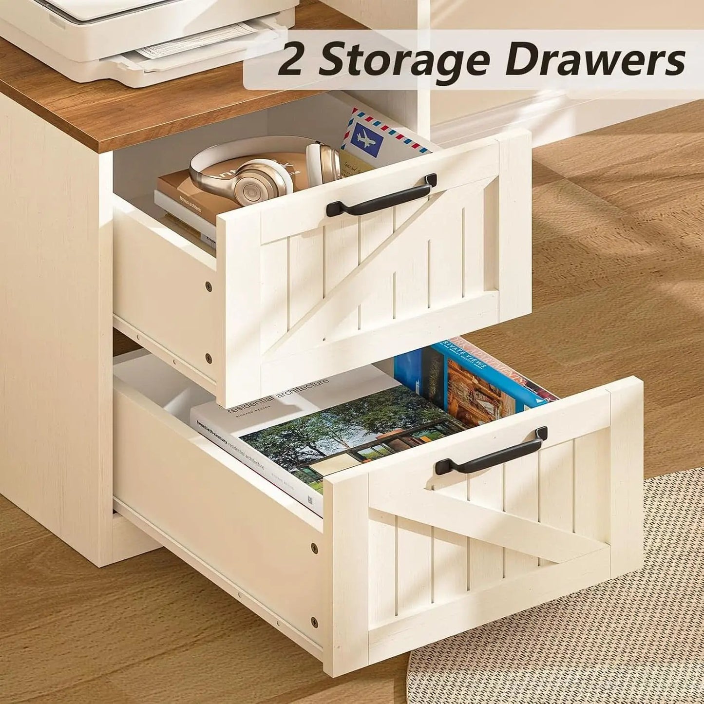63 Inch L Shaped Desk With Built In Charging Station from PriceLows™