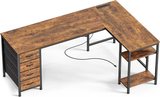 63 Inch L Shaped Desk With Built In Power Outlets And USB from PriceLows™