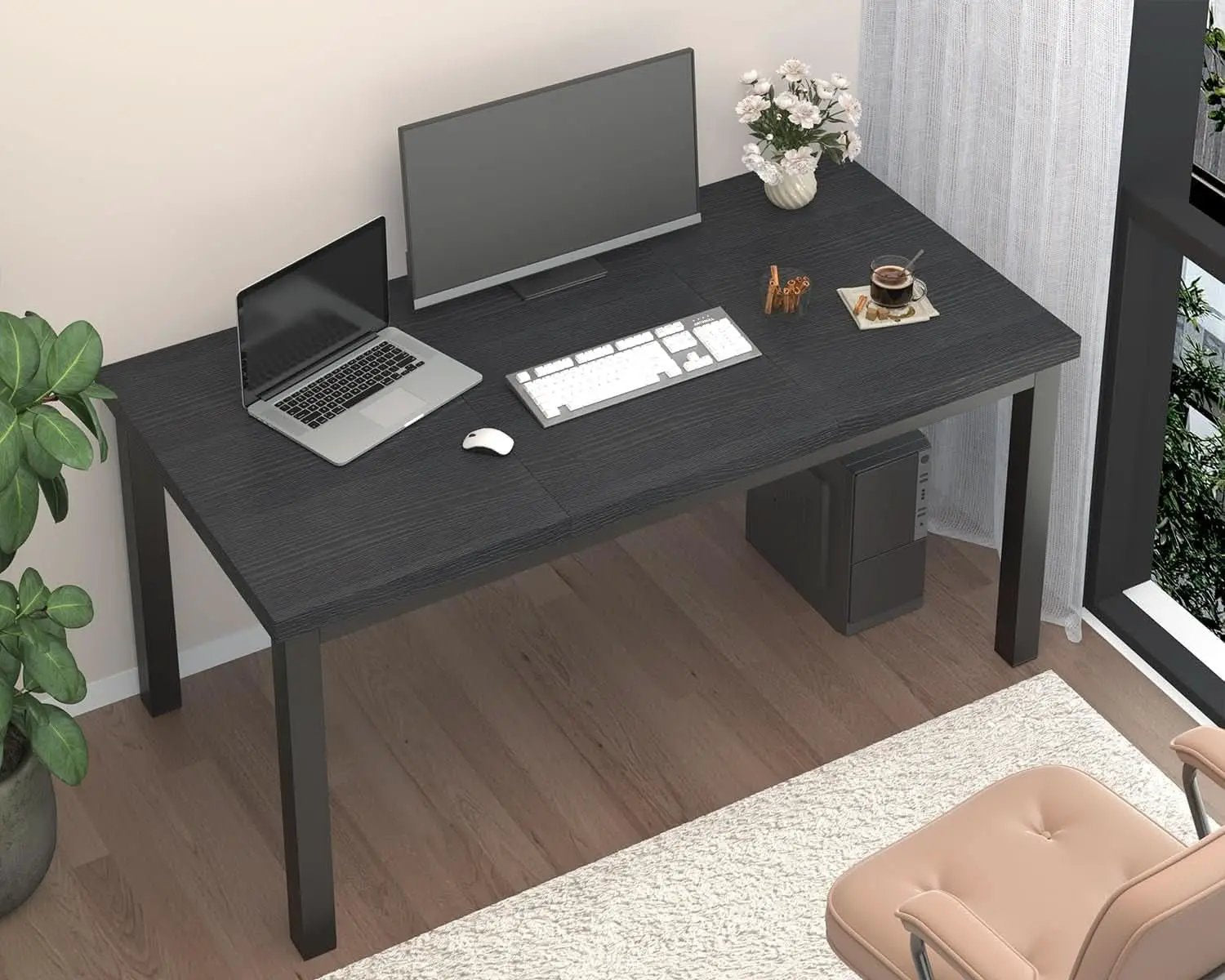 63 Inch Black Computer Desk For Home Office Setup And Study from PriceLows™