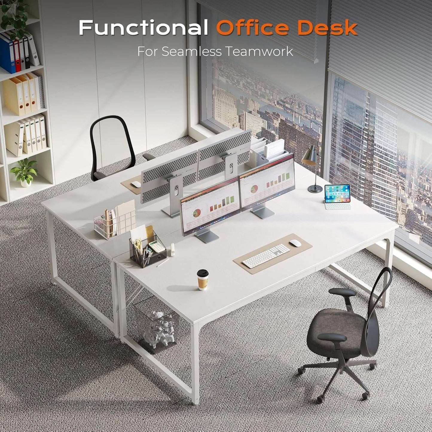 63 Inch White Computer Desk With Deep Desktop Home Office from PriceLows™