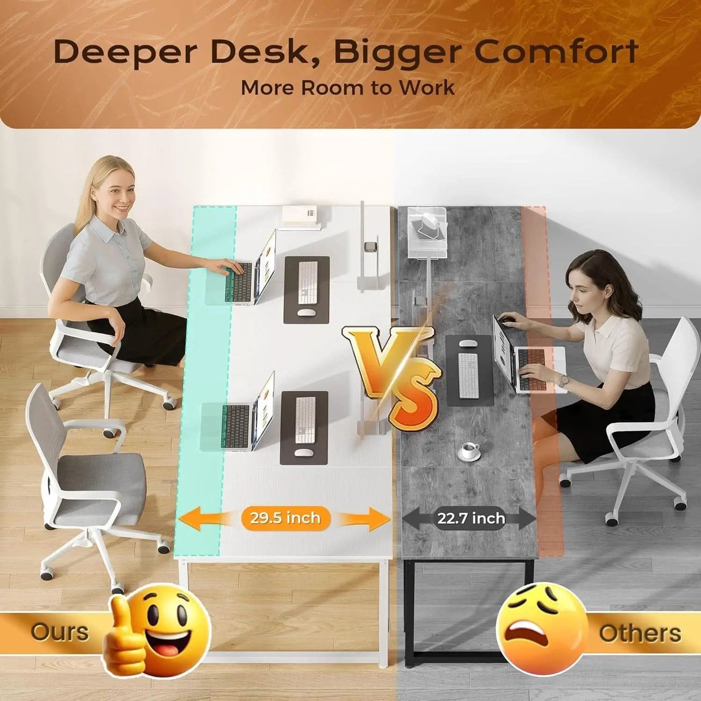 63 Inch White Computer Desk With Deep Desktop Home Office from PriceLows™