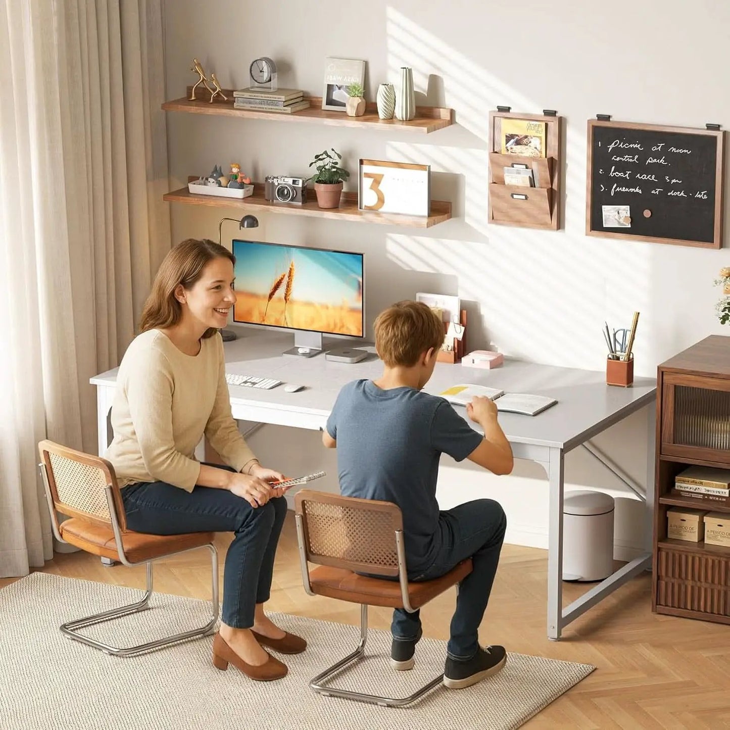 63 Inch White Computer Desk With Deep Desktop Home Office from PriceLows™