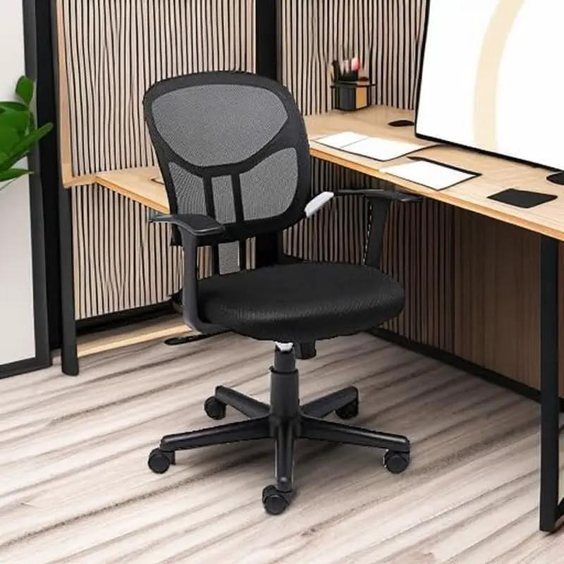 Mesh Mid Back Office Chair With Adjustable Height And 360 Degree Swivel Black from PriceLows™