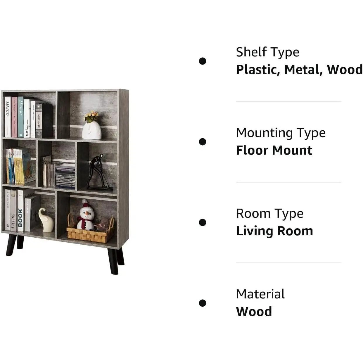 Three Tier Grey Bookshelf For Small Spaces With Crisscross from PriceLows™