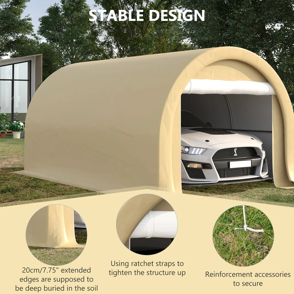 Outsunny Portable Carport | 10 x 16 Ft | Heavy Duty Storage Tent | Large Zippered Door