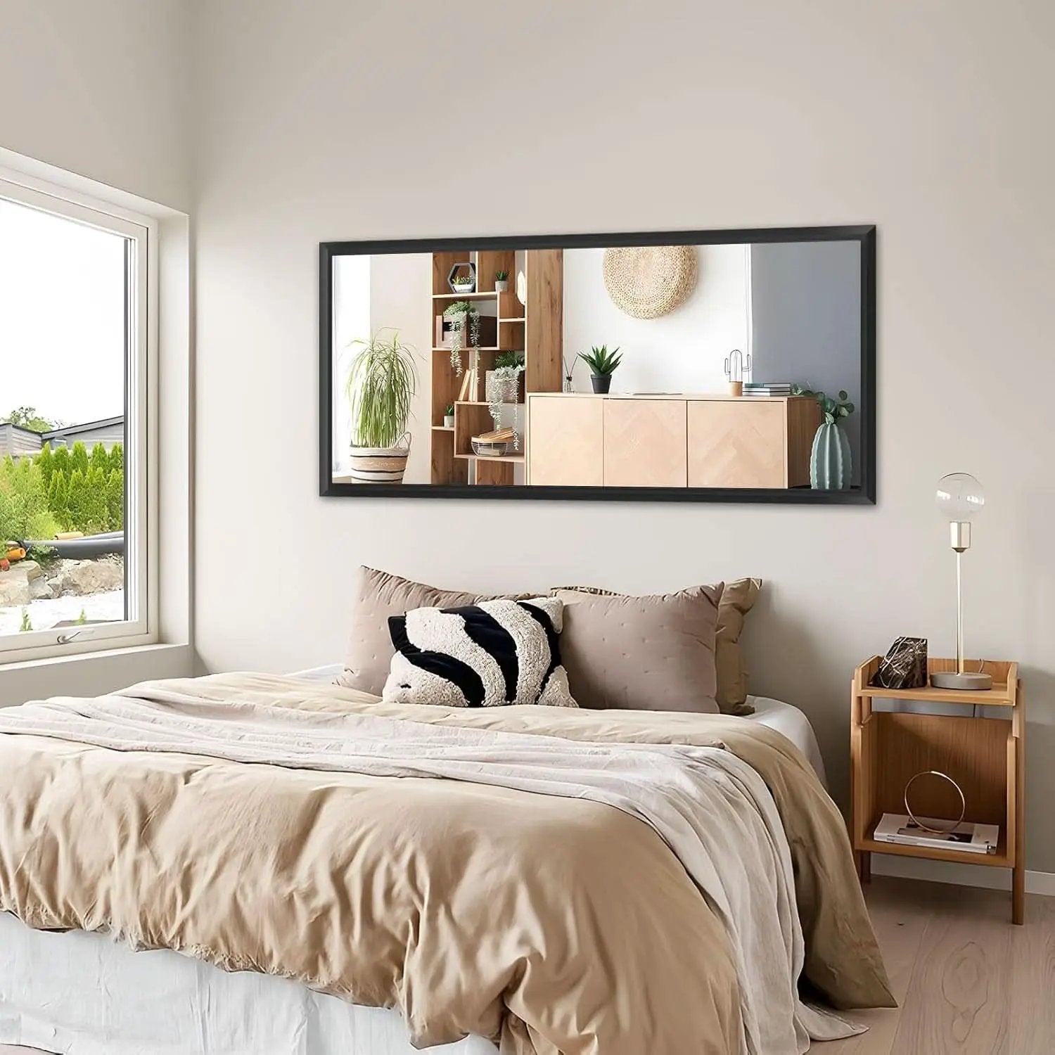 Black Bathroom Mirror 48 By 35 Inch Metal Framed Wall Mirror from PriceLows™