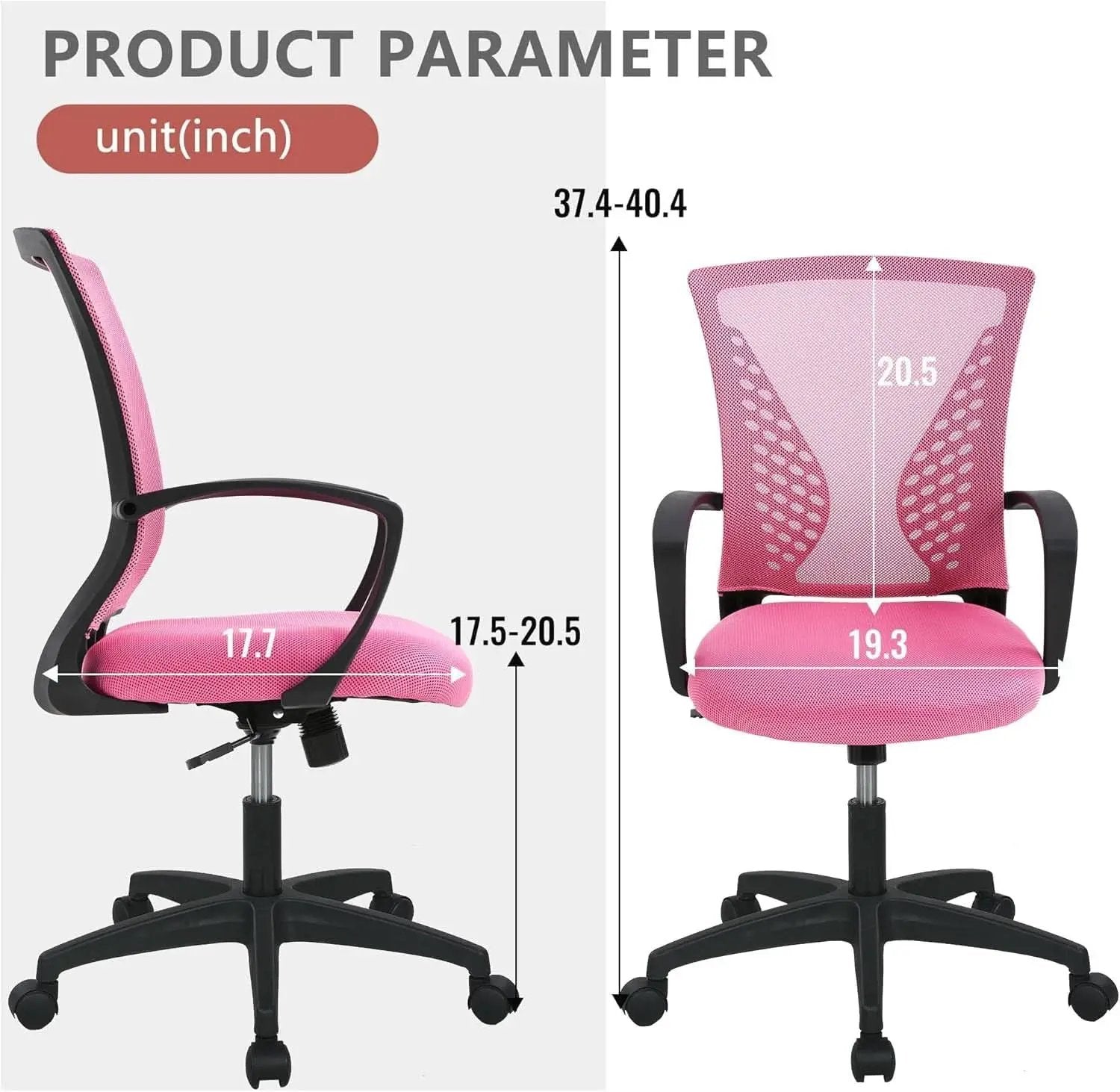 Pink Ergonomic Gaming Chair With Lumbar Support 360 Swivel from PriceLows™