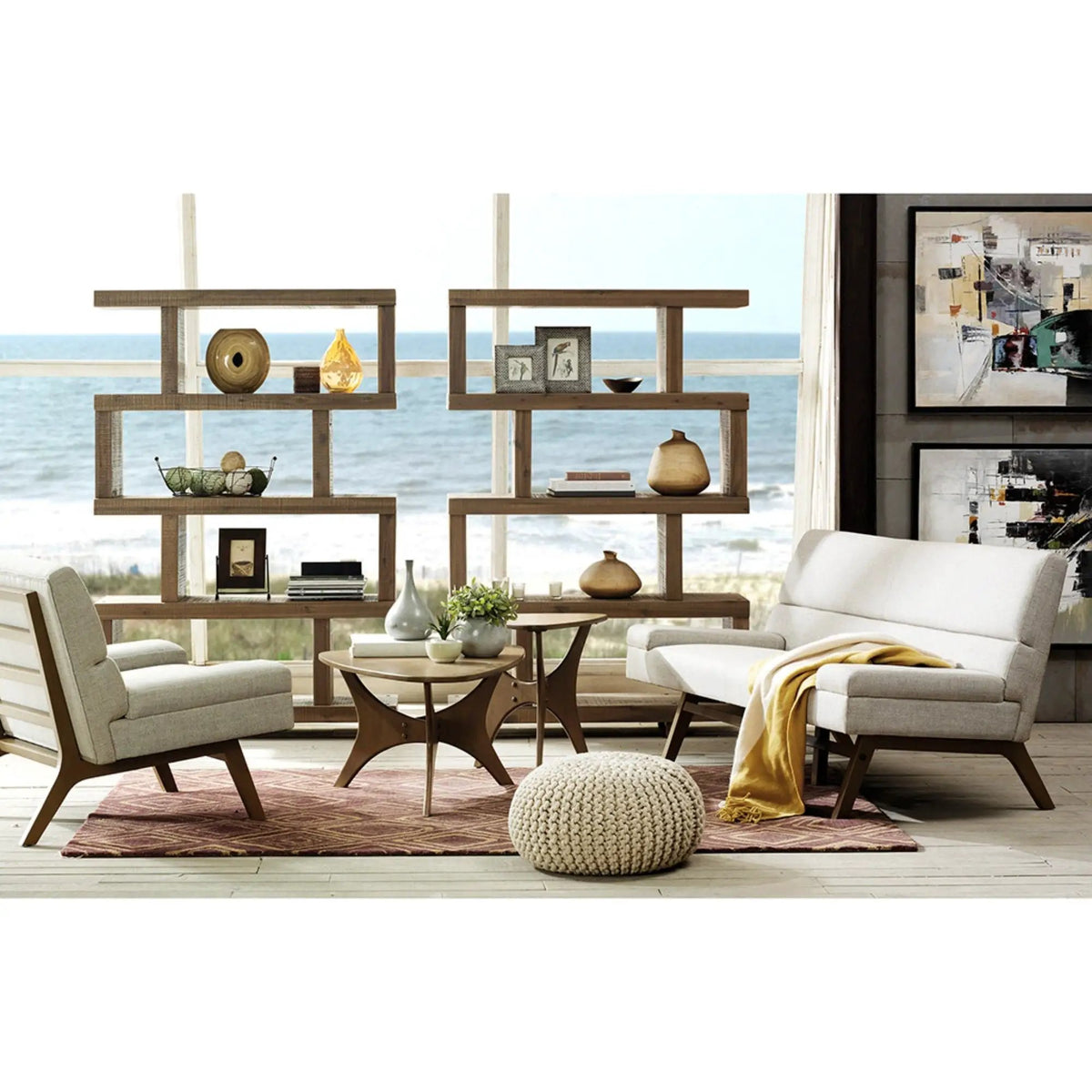 Triangle Accent Table | Wood Veneer Top | Natural Elm Finish