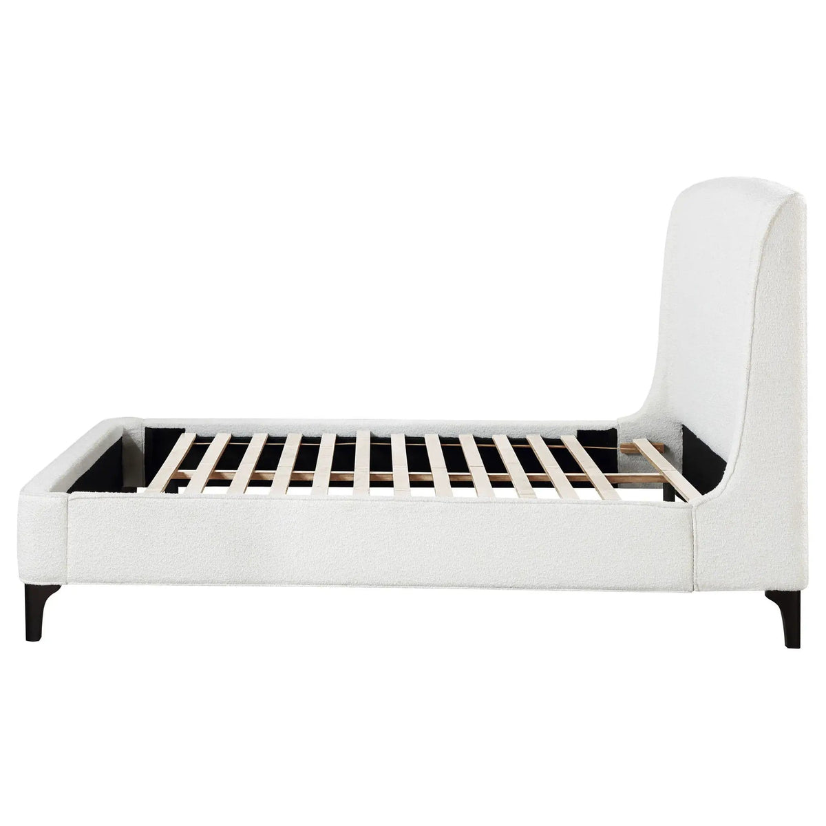 Mosby Upholstered Eastern King Wingback Bed Snow | 83.75 x 90 x 54 in | Boucle | Bedroom
