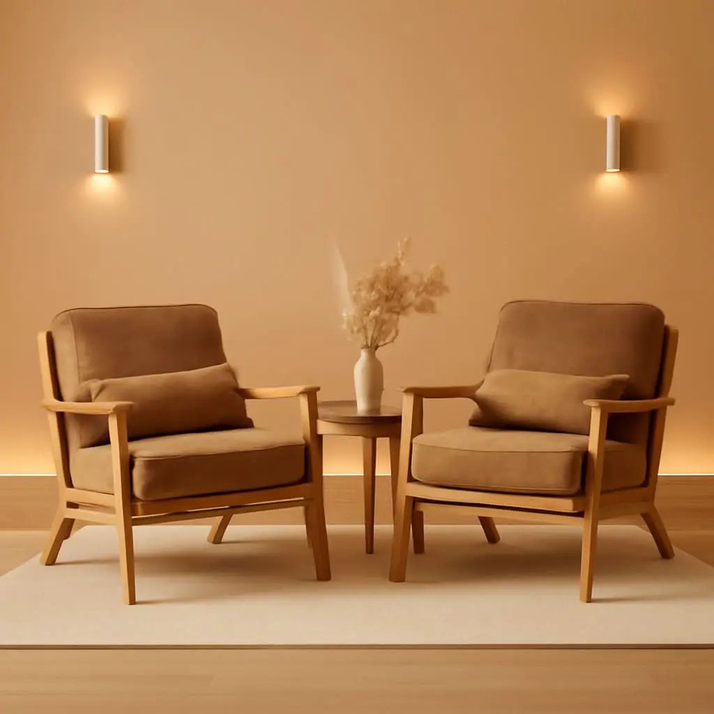 Mid-Century Modern Suede Upholstered Accent Chair Set of 2 from PriceLows™