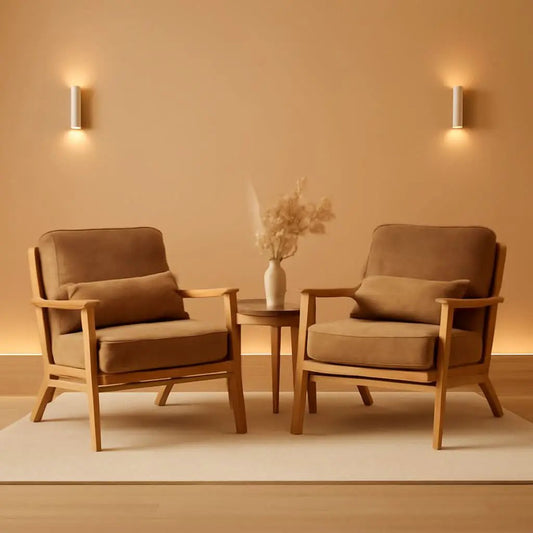 Mid-Century Modern Suede Upholstered Accent Chair Set of 2 from PriceLows™
