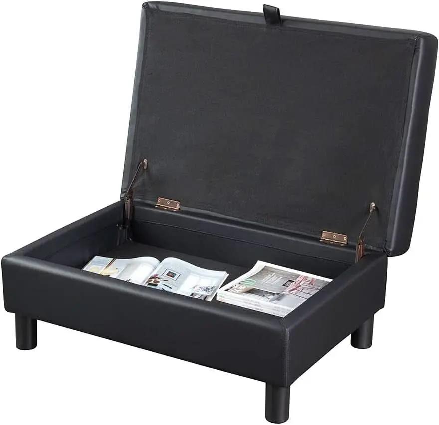 Faux Leather Sectional Sofa With Chaise Black For Living from PriceLows™