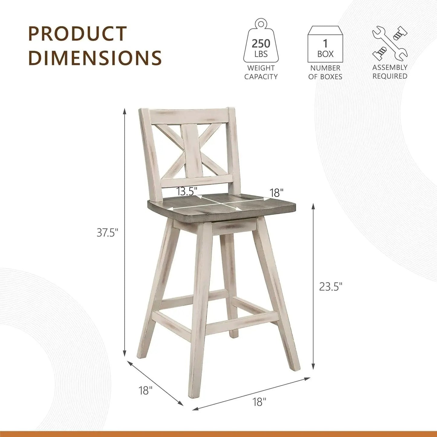 Amsonia Counter Height Swivel Barstool Set 2 White from PriceLows™