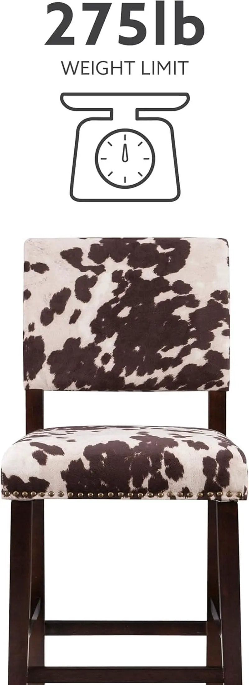 Stylish Cowhide Print Bar Stool with Comfortable Padded Seat from PriceLows™