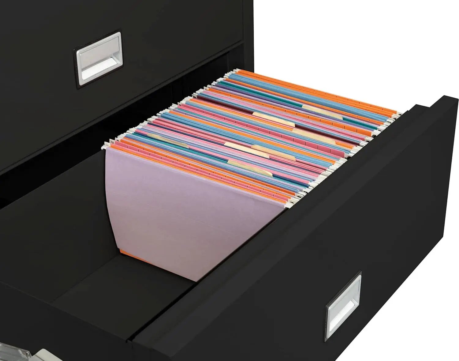 38 Inch Lateral 4 Drawer Fireproof File Cabinet With Key Lock Black from PriceLows™