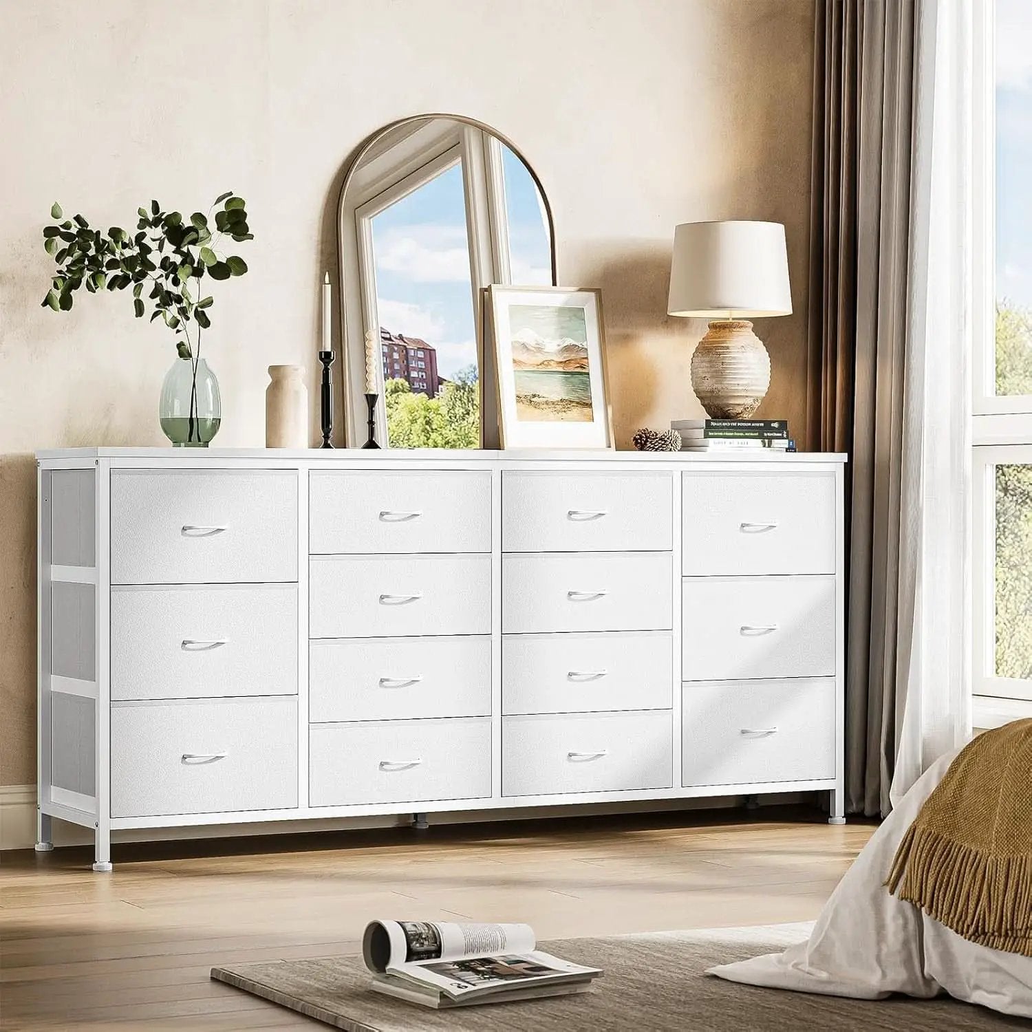 Ultramodern White 63 Inch TV Stand With Integrated Storage from PriceLows™