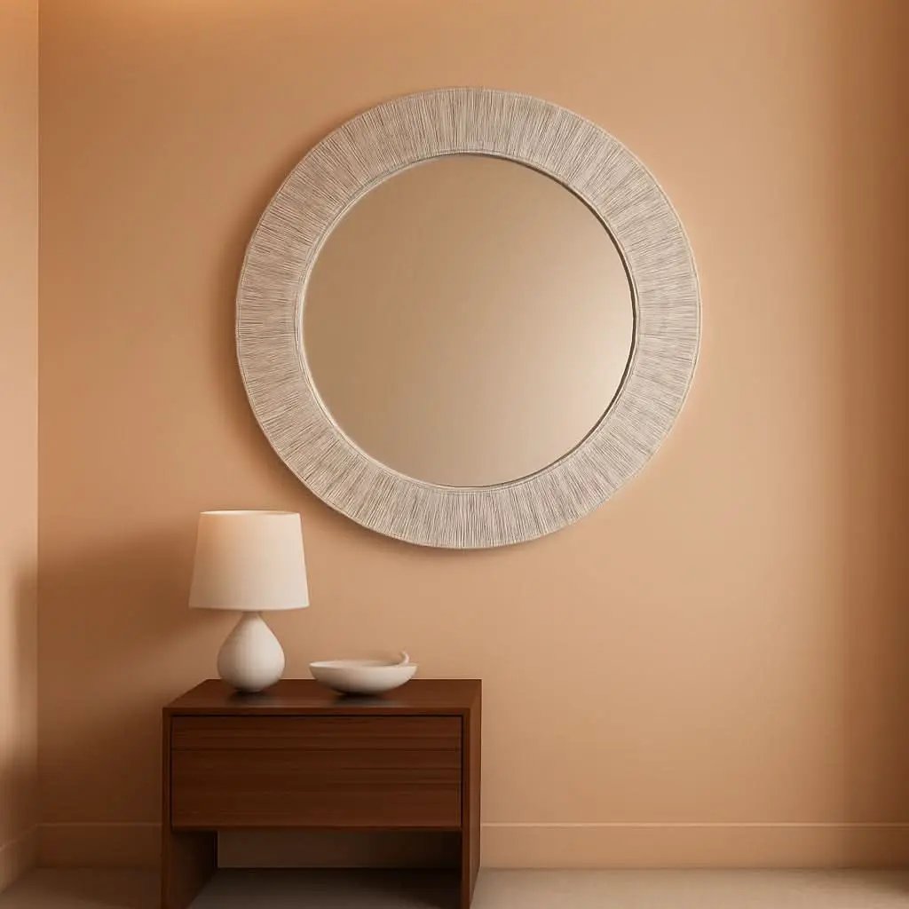 Handcrafted Pearlescent White Capiz Seashell Sunray Wall Mirror 24 Inch Diameter from PriceLows™