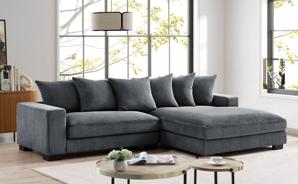 Luxe Oversized Sectional Sofa | 2 Piece L Shaped Couch | Chaise Included | Deep-Seated Design